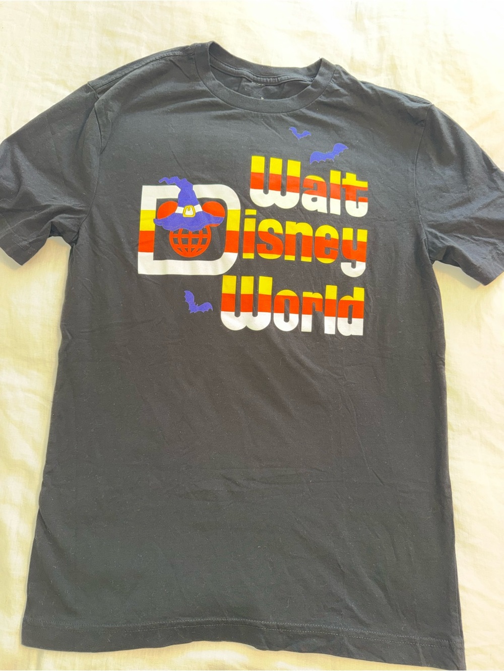 Disney Black Walt Disney World Graphic Tee with Orange, Yellow & Purple Print